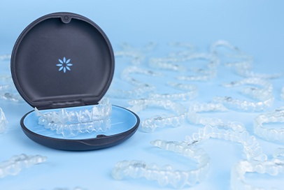 Clear aligners in carrying case